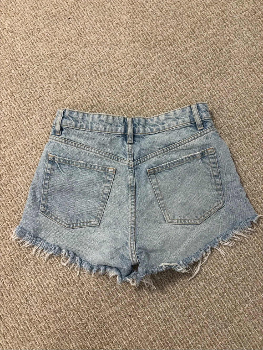 Light Blue Distressed Denim Shorts